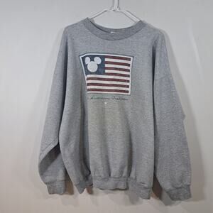 Disney Store Vintage Y2K Americana Mickey Mouse Gray Sweatshirt XL
